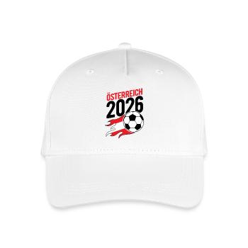 Österreich 2026 Fußball Flamme mit Flagge - Kinder Bio Basecap - Weiß - Vorne