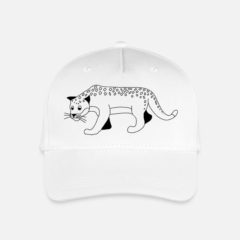 Jaguar - Grafik in schwarz-weiss - Kinder Bio Basecap - Weiß