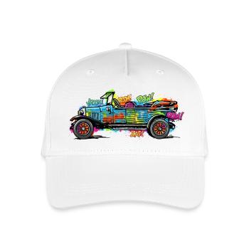 Colorful Comic Car/ Vintage Car Vintage Print - Organic Kids’ Baseball Cap - white - Front