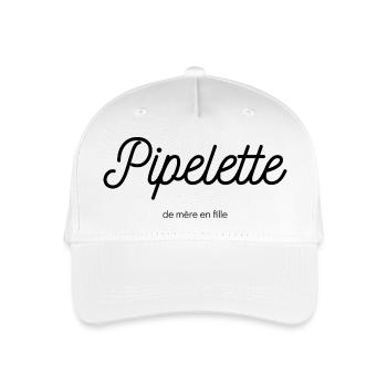 Pipelette_ de mère en fille_noir - Casquette de baseball bio Enfant - blanc - Devant