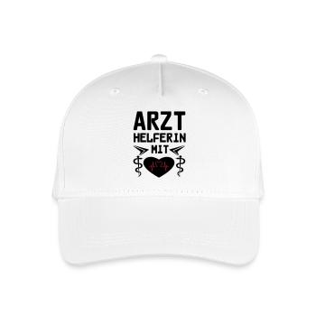 Arzthelferin mit Herz Geschenk - Kinder Bio Basecap - Weiß - Vorne