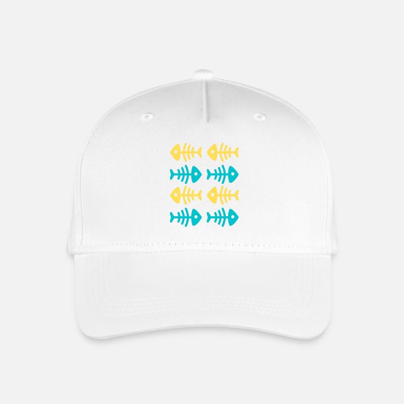Fun und bunte Sardinenskelett - Kook Art - Kinder Bio Basecap - Weiß