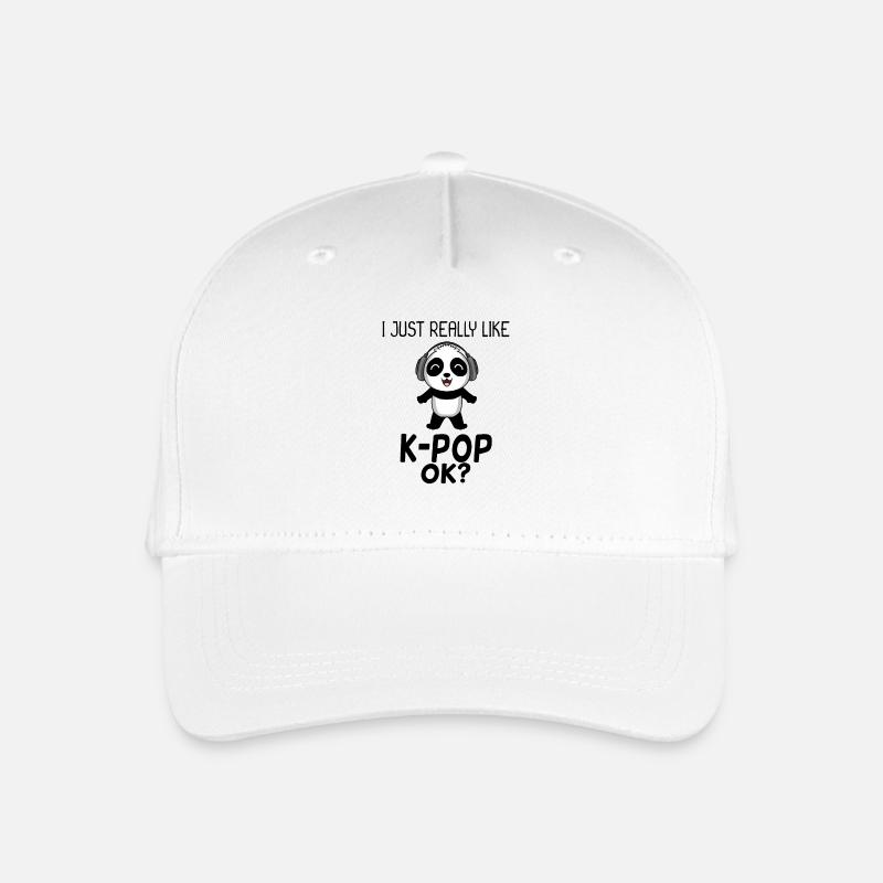 k Pop Spruch Panda - Kinder Bio Basecap - Weiß