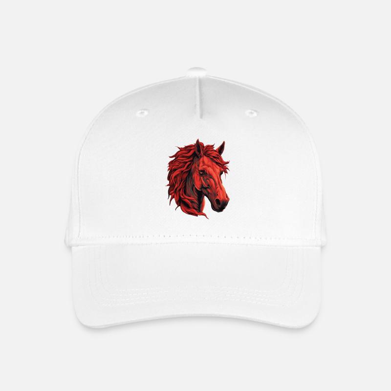 Rotes Pferd Porträt - Lebhaftes Tier-Design - Kinder Bio Basecap - Weiß