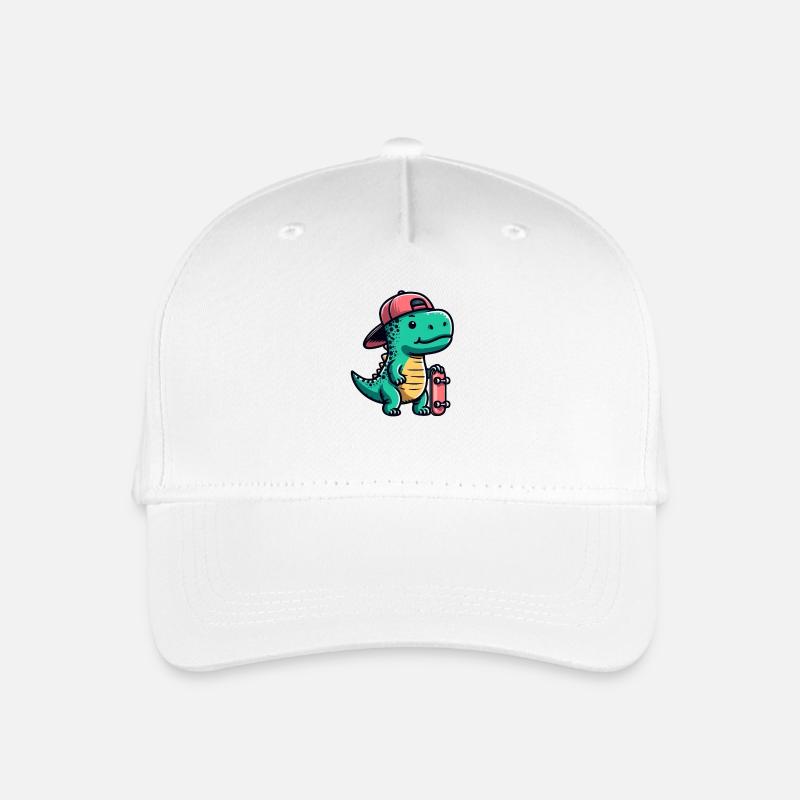 T-Rex-Skateboarder: Ein lustiges und kreatives - Kinder Bio Basecap - Weiß