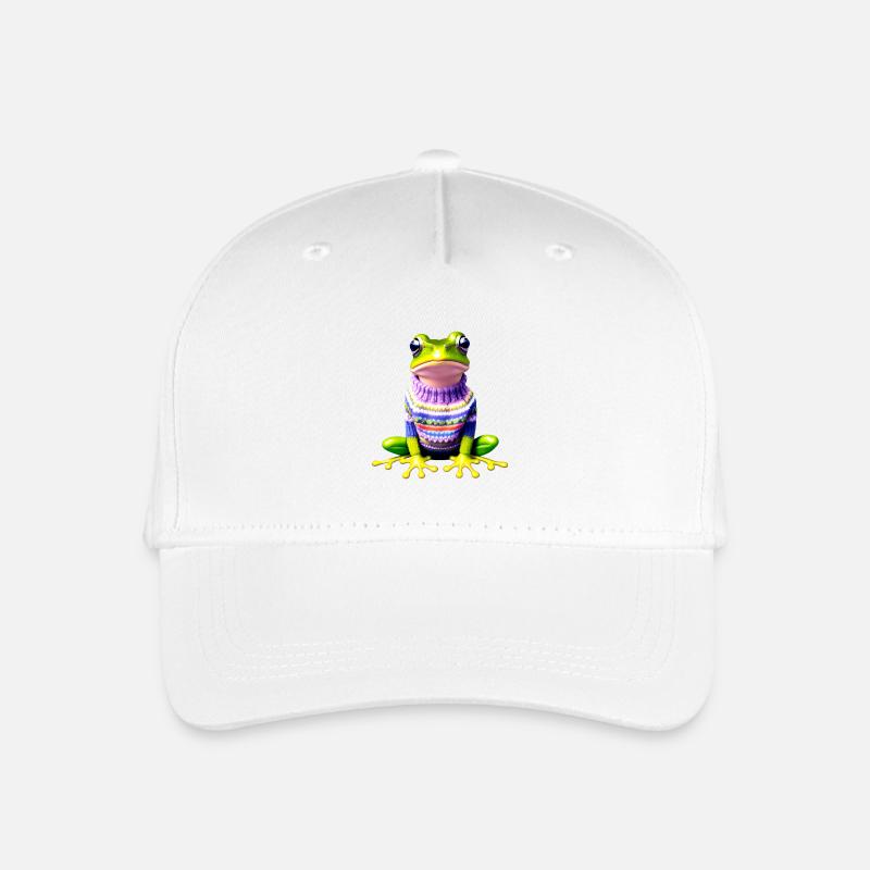 Petite grenouille arc-en-ciel avec un pull norvégien - Casquette de baseball bio Enfant - blanc