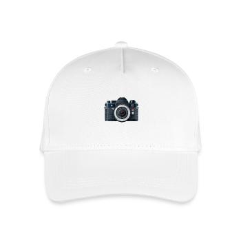 Digitalkamera mit Blitz in einer 2D-Illustration - Kinder Bio Basecap - Weiß - Vorne