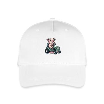 Pig Lawn Mower Garden Lover Motif - Organic Kids’ Baseball Cap - white - Front