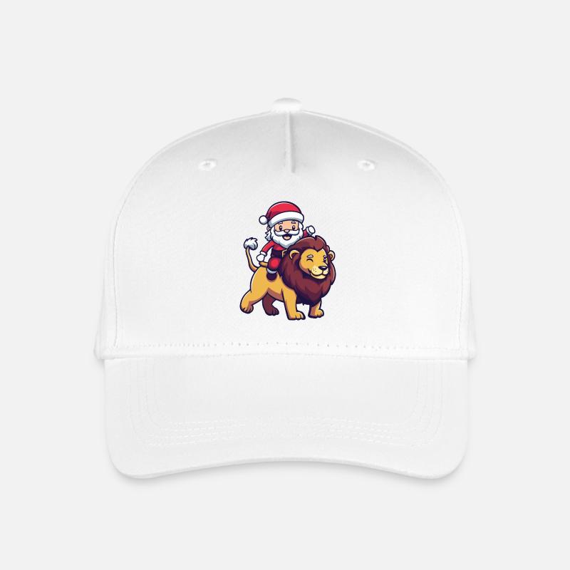 Löwe Weihnachtsmann Cartoon - Kinder Bio Basecap - Weiß