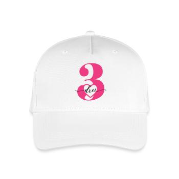 Digit Three 3 with Heart - Organic Kids’ Baseball Cap - white - Front