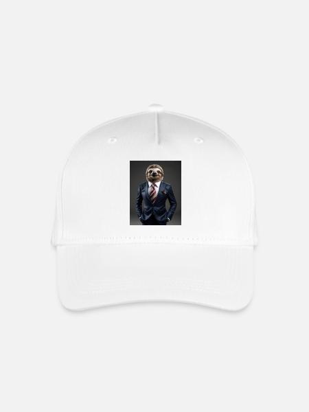 Business Man Faultier - Kinder Bio Basecap - Weiß