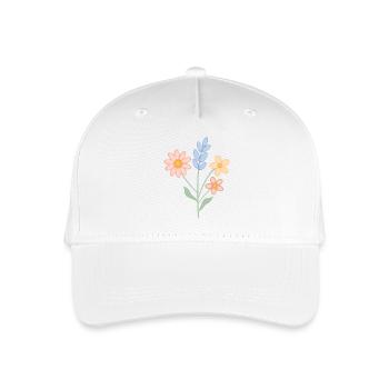 Pastell Blumenstrauß – Frühlingshaftes Design - Kinder Bio Basecap - Weiß - Vorne