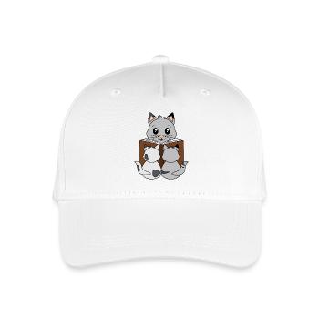 Cat family with bedtime story - Organic Kids’ Baseball Cap - white - Front