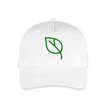 Line Art Leaf – Minimalist Plant Motif - Organic Kids’ Baseball Cap - white - Front