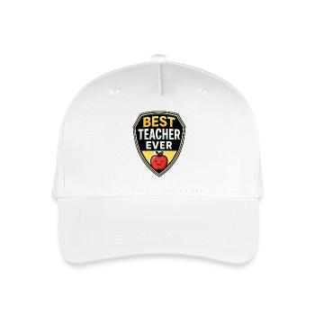 Best Teacher Ever Badge – Fun Education Tribute - Organic Kids’ Baseball Cap - white - Front