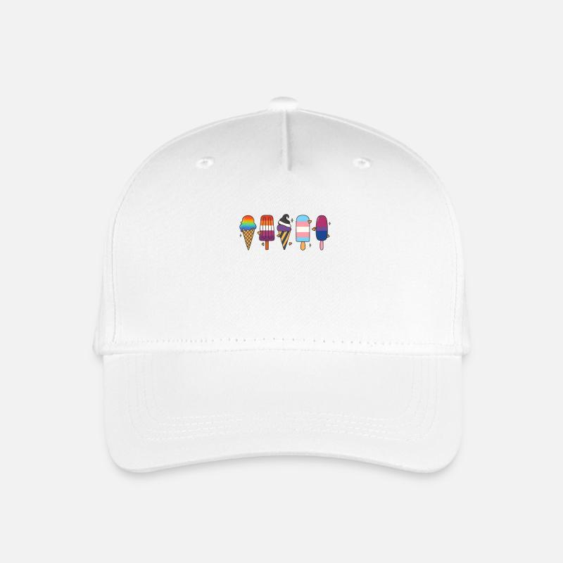 LGBTQ Pride Eis Design – Liebe Vielfalt CSD - Kinder Bio Basecap - Weiß