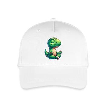 Dino T-Rex Dinosaur Yoga Meditation Relax - Organic Kids’ Baseball Cap - white - Front