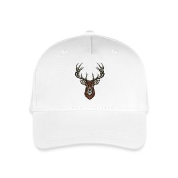 Stag Head Vintage-Gravur - Kinder Bio Basecap - Weiß - Vorne
