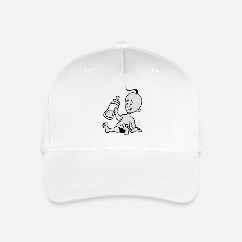 Bébé avec une bouteille de lait - Casquette de baseball bio Enfant - blanc