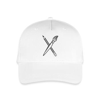 Pinsel Bleistift Kreuz - Kinder Bio Basecap - Weiß - Vorne