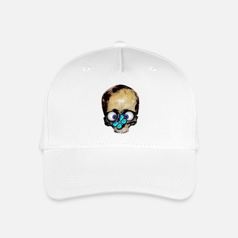 Totenkopf blauer Schmetterling / skull butterfly - Kinder Bio Basecap - Weiß