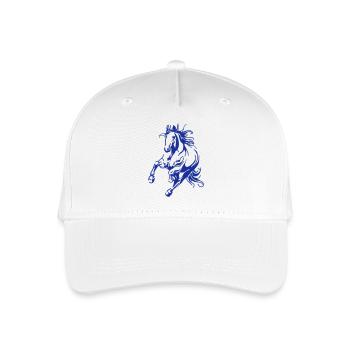 Dynamisches Blaues Linienpferd - Kinder Bio Basecap - Weiß - Vorne