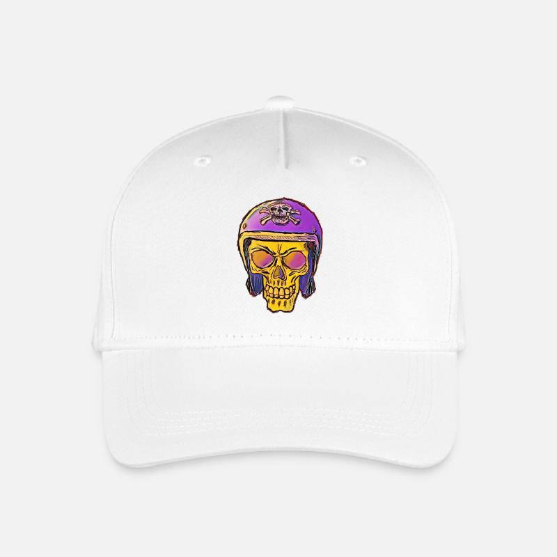 Skull with skull helmet - Organic Kids’ Baseball Cap - white