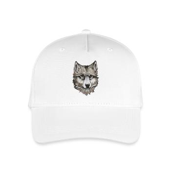 Wolf Portrait – realistische Tier Illustration - Kinder Bio Basecap - Weiß - Vorne