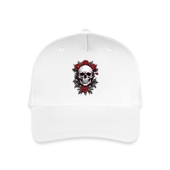 Totenkopf mit roten Rosen - Kinder Bio Basecap - Weiß - Vorne