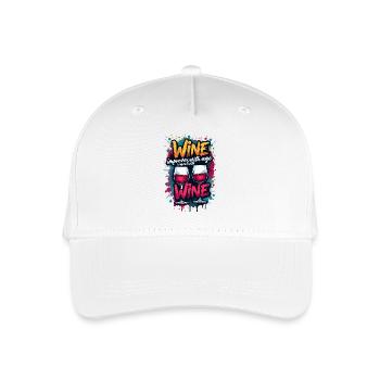 WINE IMPROVES WITH AGE, I IMPROVE WITH WINE. - Organic Kids’ Baseball Cap - white - Front