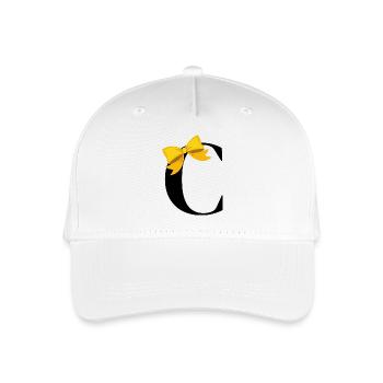 Letter c yellow bow - Organic Kids’ Baseball Cap - white - Front