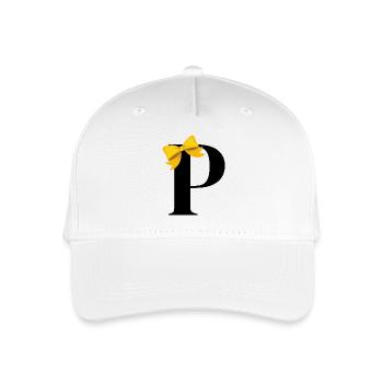 Letter p yellow bow - Organic Kids’ Baseball Cap - white - Front