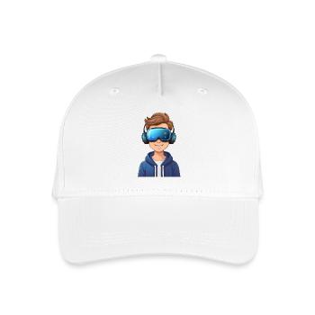 Junge mit VR-Brille – Virtuelle Realität - Kinder Bio Basecap - Weiß - Vorne