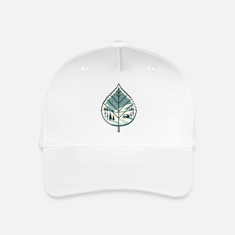 Blatt mit Schneelandschaft - Kinder Bio Basecap - Weiß