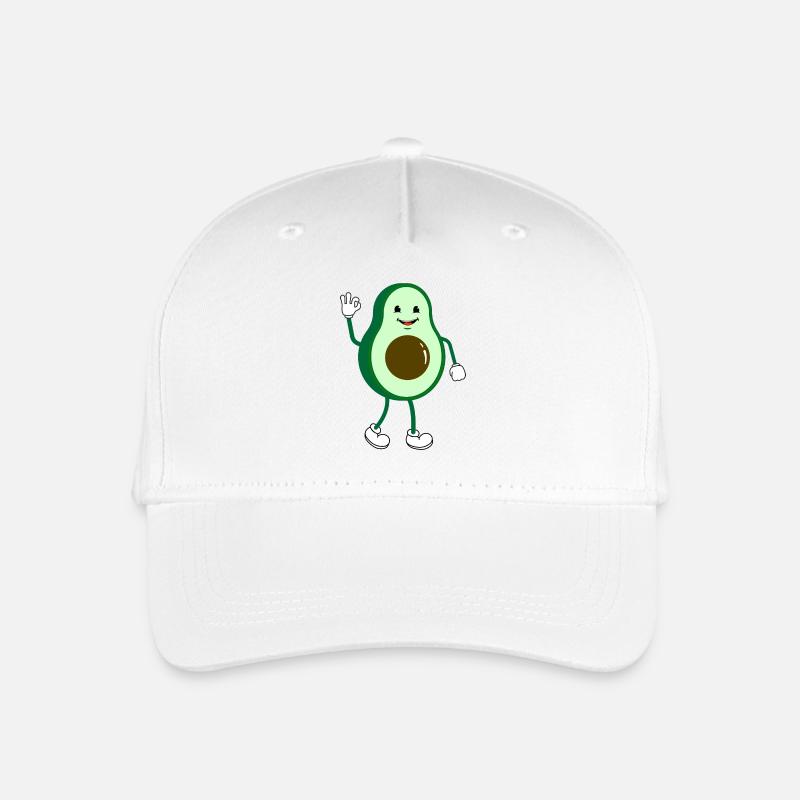 Retro Comic Cartoon Avocado - Kinder Bio Basecap - Weiß