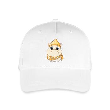 Niedliches Nilpferd mit Schal und Pudelmütze. - Kinder Bio Basecap - Weiß - Vorne