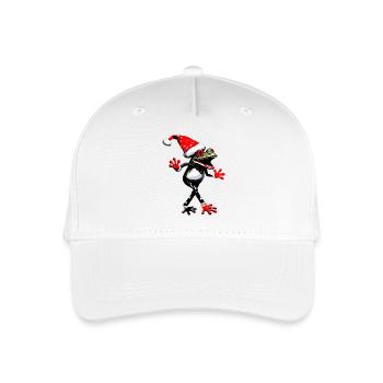 Tanzender Frosch mit Weihnachtsmütze - Kinder Bio Basecap - Weiß - Vorne