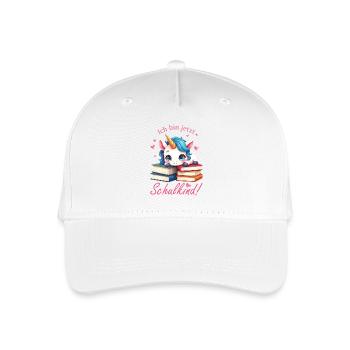 Süßes Einhorn mit Bücher - Ich bin jetzt Schulkind - Kinder Bio Basecap - Weiß - Vorne