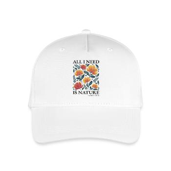 Stilisiertes Blumenmuster "All I need is Nature" - Kinder Bio Basecap - Weiß - Vorne