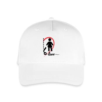 Eine Frau mit einem Herz und der Aufschrift rechte Hälfte - Kinder Bio Basecap - Weiß - Vorne