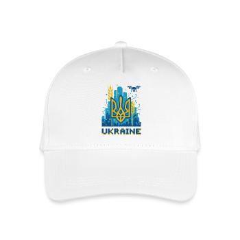 Ukrainischer Dreizack Stadtbild - Kinder Bio Basecap - Weiß - Vorne