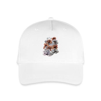 Blütenlinien Braun Grau – Floral Design - Kinder Bio Basecap - Weiß - Vorne