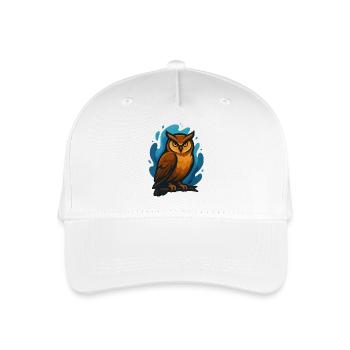Braune Eule vor blauen Wellen - Kinder Bio Basecap - Weiß - Vorne