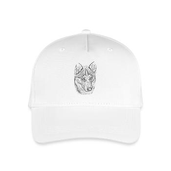 Wolfsblick Graustufen Illustration - Kinder Bio Basecap - Weiß - Vorne