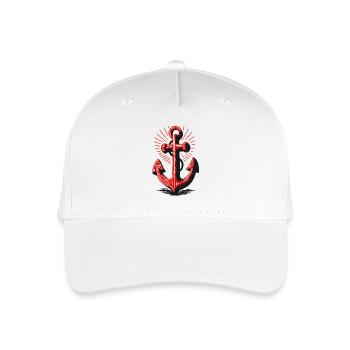 Red Anchor Sunbeam Pattern - Organic Kids’ Baseball Cap - white - Front