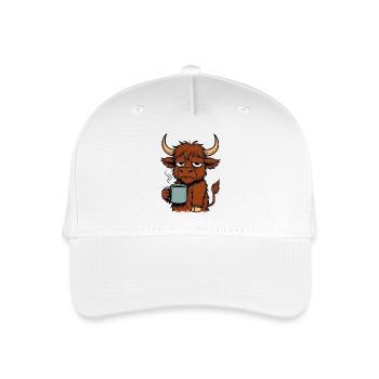 Highland beef with coffee mug - Organic Kids’ Baseball Cap - white - Front