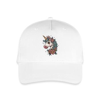 blumiges Einhorn - Kinder Bio Basecap - Weiß - Vorne