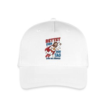 Rettet den Tag Jesus Humor Design - Kinder Bio Basecap - Weiß - Vorne