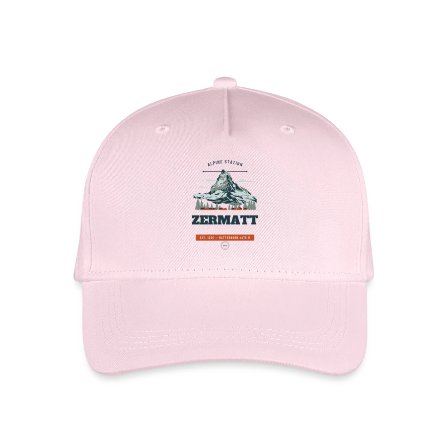 Zermatt badge on a organic kids’ baseball cap, light pink