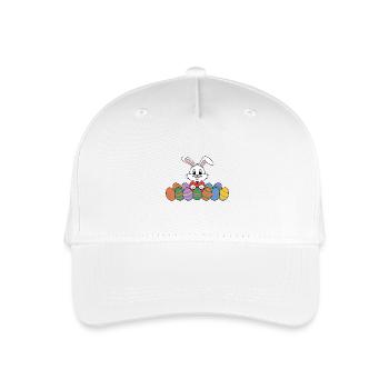 Lustiger Osterhase mit vielen bunten Ostereiern - Kinder Bio Basecap - Weiß - Vorne